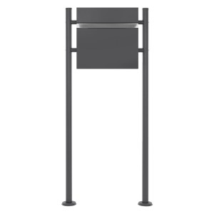 Moderner ECD Germany Standbriefkasten mit Zeitungsfach und anthrazitfarbenem Ständer (120cm).
