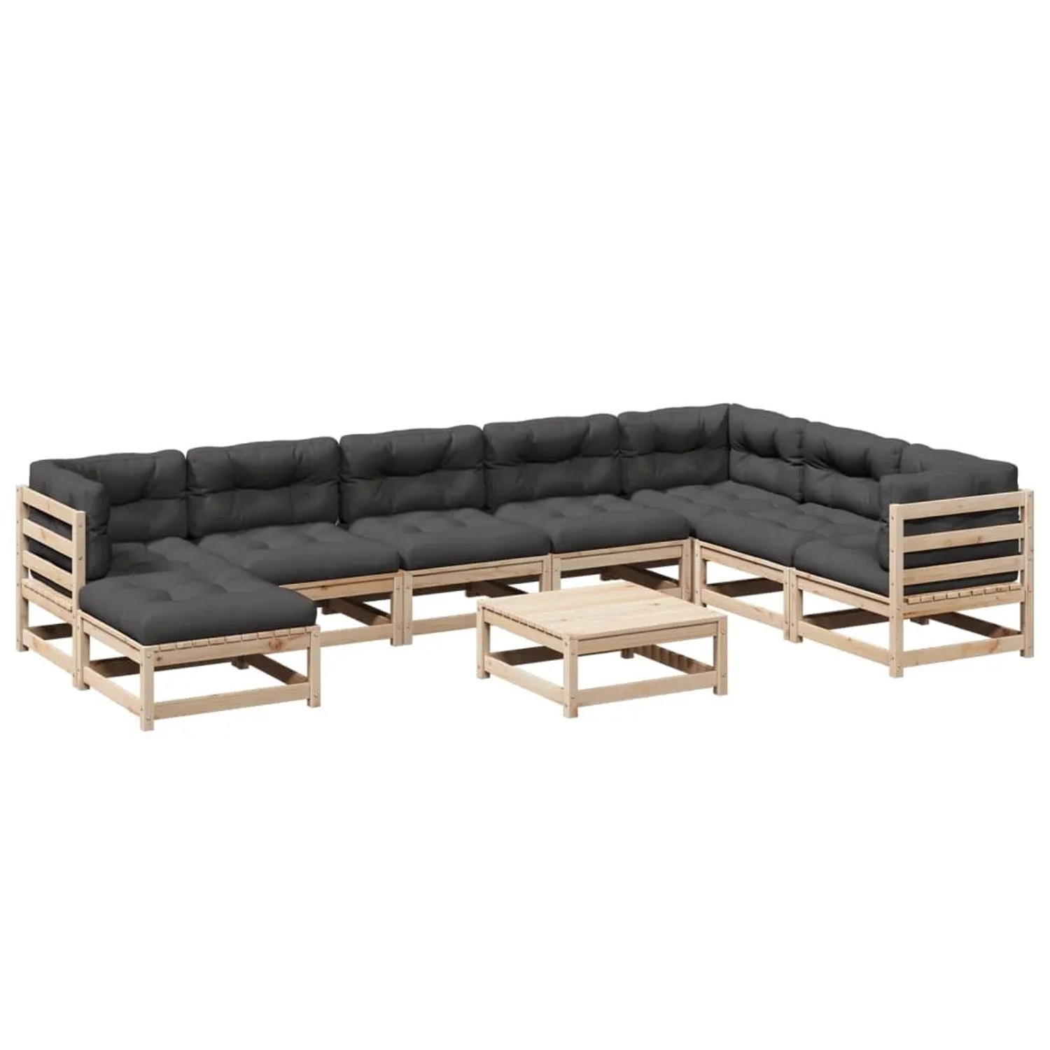 vidaXL 9-Tlg Garten-Sofagarnitur mit Kissen Massivholz Kiefer 3299585 günstig online kaufen