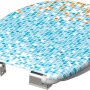 WC-Sitz Duroplast mit Mosaik in Blau-Orange und Absenkautomatik.