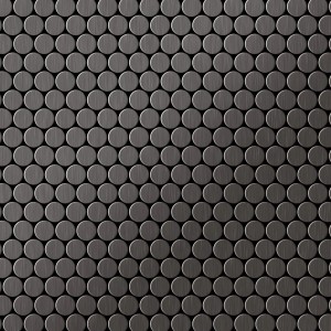 Dunkelgraue Mosaikfliese aus Titan, gebürstet, im Penny-Design. Ideal für Bad und Küche.