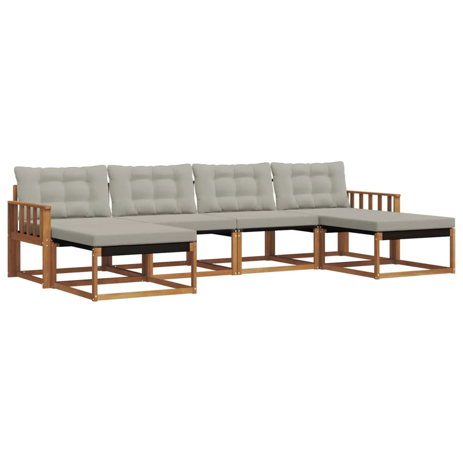 vidaXL Outdoor-Sofagarnitur mit Kissen 6-Tlg Natur und Hellgrau 3369718