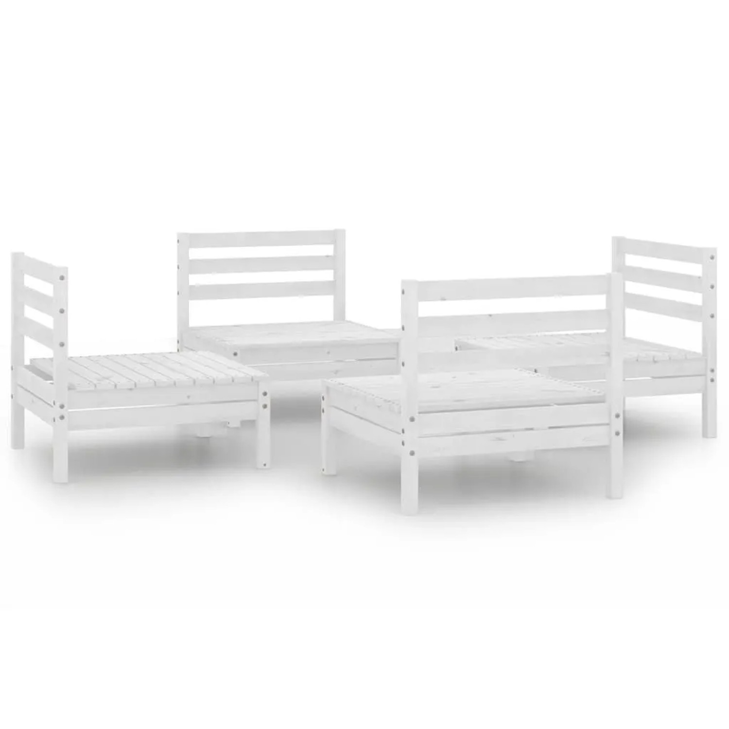 vidaXL 4-Tlg Garten-Lounge-Set Weiß Kiefer Massivholz 3082403