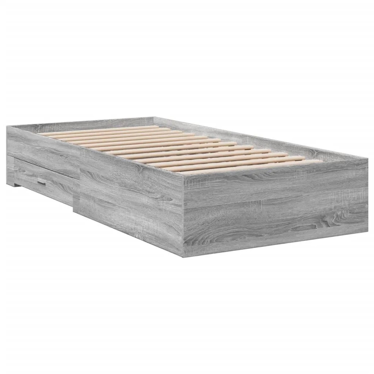 vidaXL Bettgestell mit Schubladen Grau Sonoma 90x200 cm Holzwerkstoff 32804 günstig online kaufen