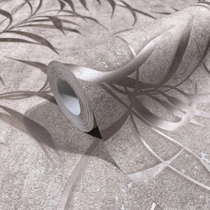 Marburg Vliestapete mit Blätter-Motiv in Betonoptik Braun, Rolle