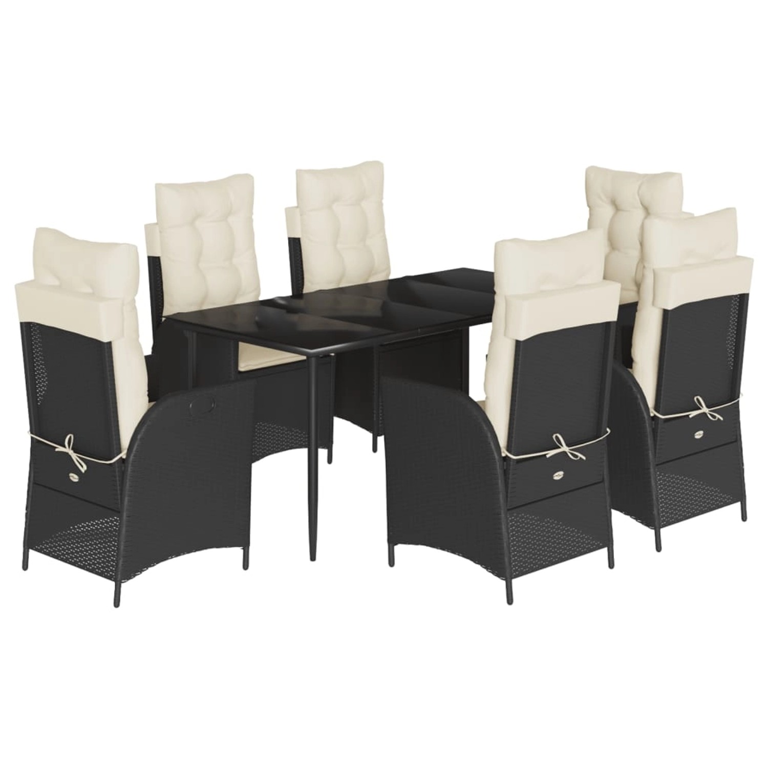 vidaXL 7-Tlg Garten-Essgruppe mit Kissen Schwarz Poly Rattan 3213160 günstig online kaufen