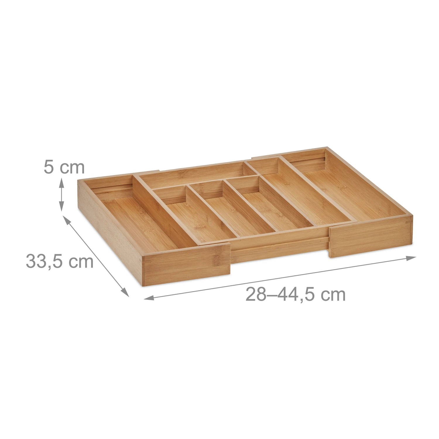 Relaxdays Besteckkasten Bambus Natur Ausziehbar Verstellbar 33,5 cm_2