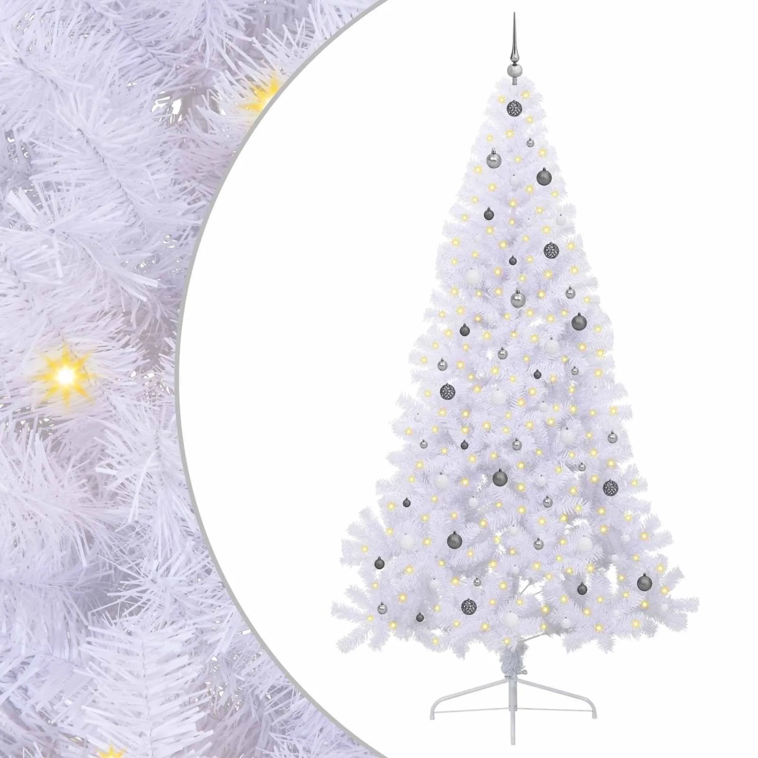 vidaXL Künstlicher Weihnachtsbaum Weiß 240 cm PVC und Stahl 3426833