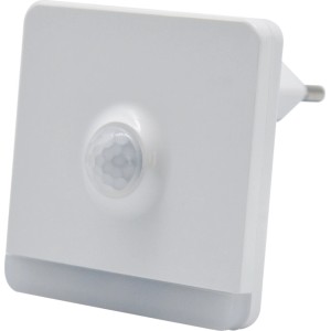 Eckiges LED-Nachtlicht mit Bewegungssensor für die Steckdose, warmweiß.