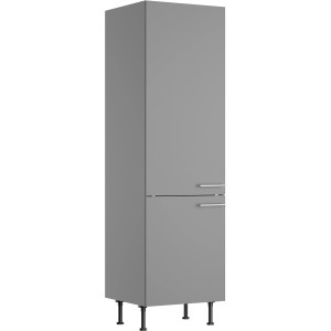Optifit Hochschrank Mats825 in Basaltgrau, 60x212 cm, mit zwei Türen und Metallgriffen.
