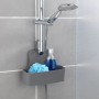 Wenko Duschcaddy Barcelona, anthrazitfarbener Duschkorb aus Kunststoff mit Duschgel und Badeschwamm.