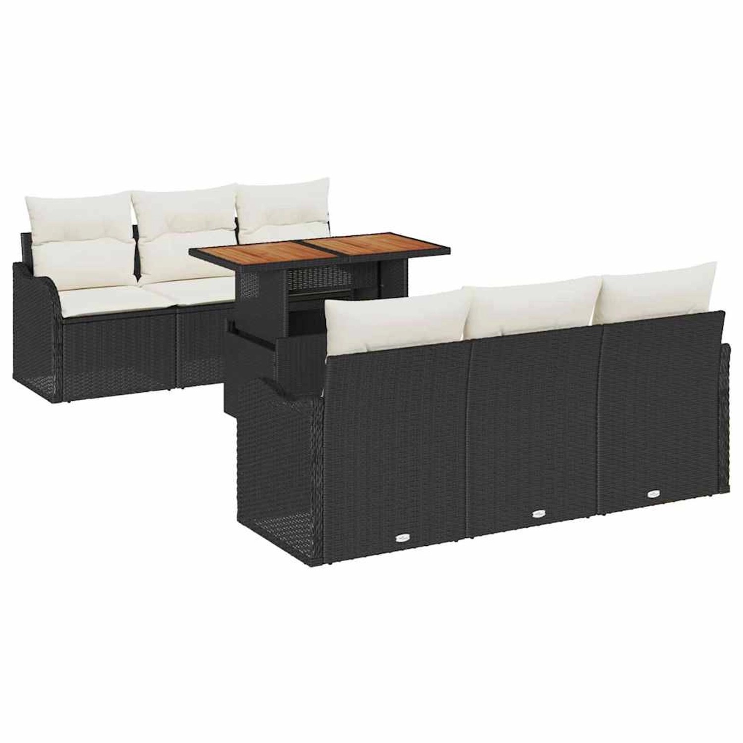 vidaXL Garten-Sofa-Set mit Speicher 7-Tlg Schwarz Poly Rattan 3358140 günstig online kaufen