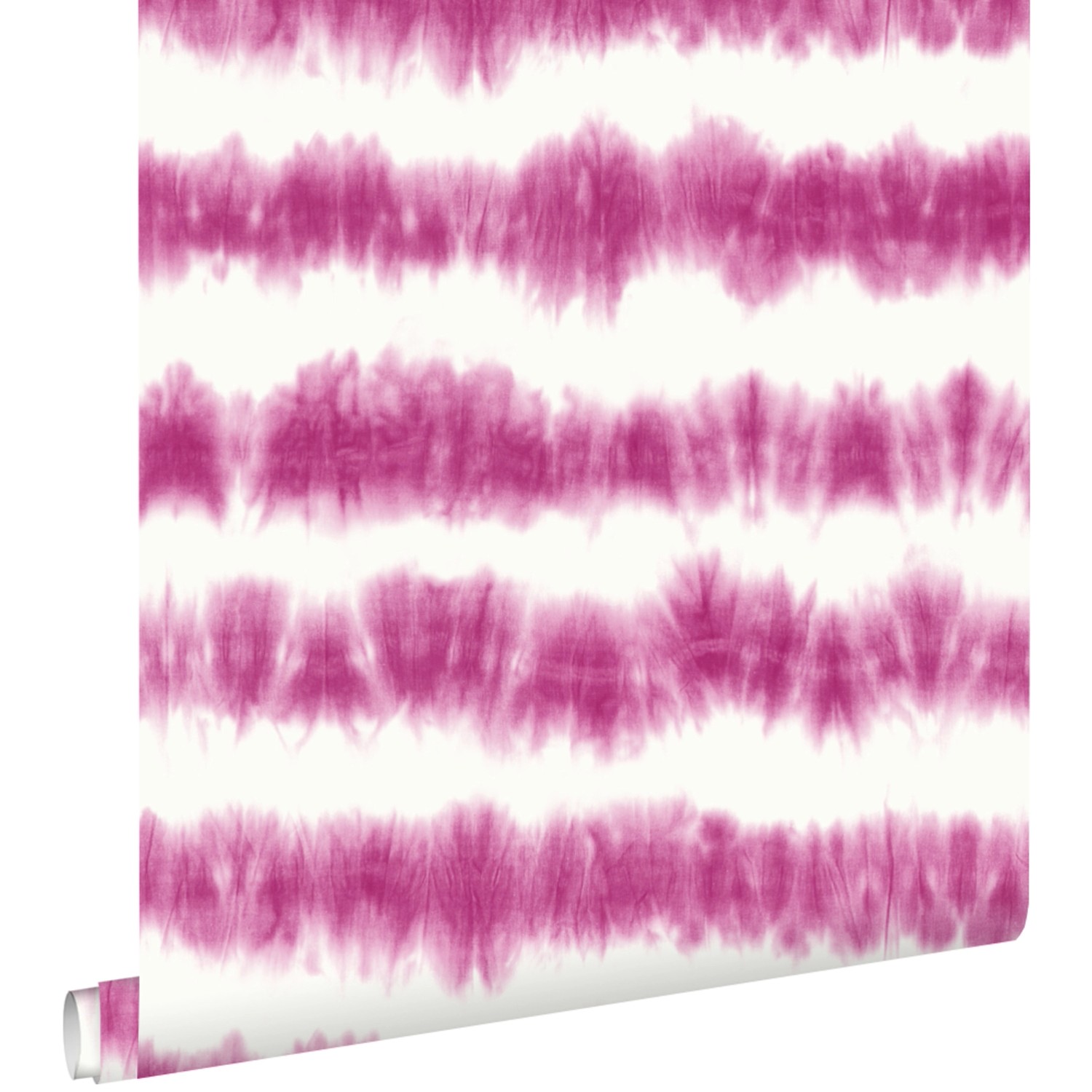 ESTAhome Tapete Horizontale Tie Dye Shibori Streifen Tiefrosa Und Weiß 53 C günstig online kaufen