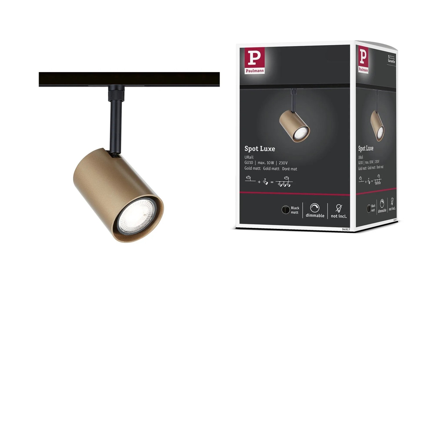 Paulmann URail Schienenspot Luxe Gold Matt Schwarz. Eleganter LED-Spot für Schienensysteme.