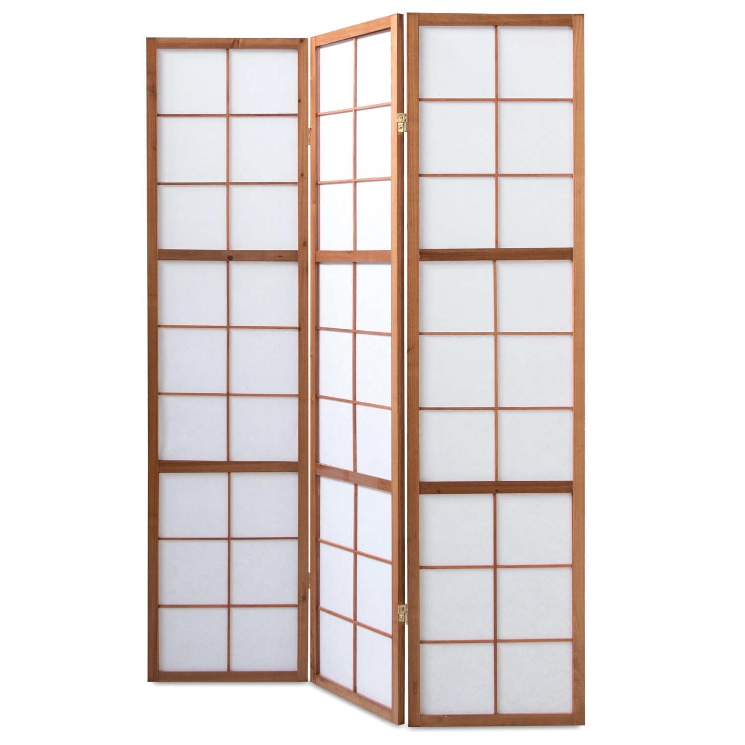Homestyle4u 3-tlg. Paravent Shoji in Braun 132x175 cm 273_2