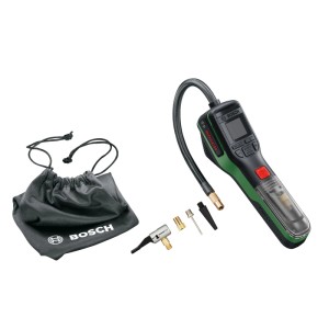Bosch Akku-Druckluftpumpe Pneo mit Tasche und Adaptern für Fahrräder, Bälle und mehr.