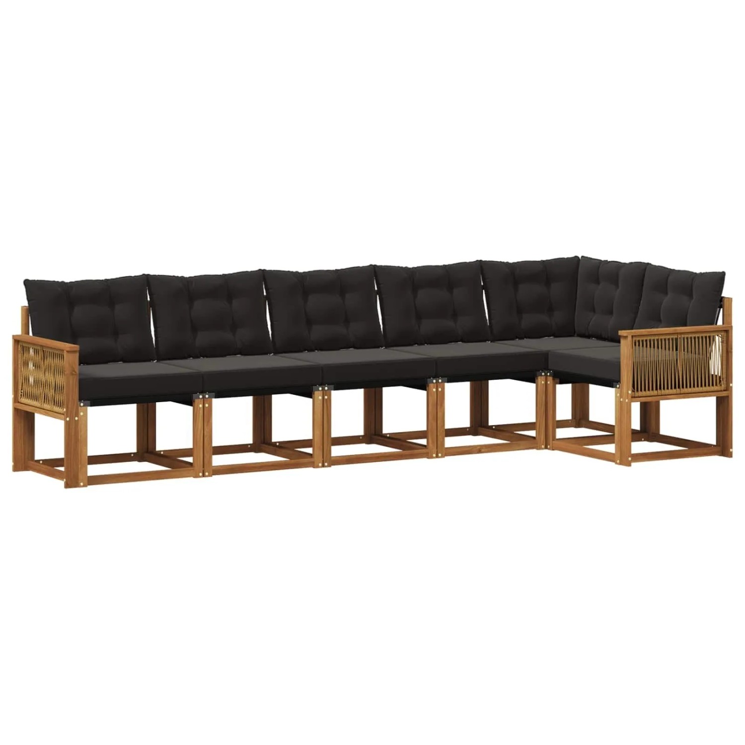 vidaXL Outdoor-Sofagarnitur mit Kissen 6 Stk Natur und Schwarz 3381988