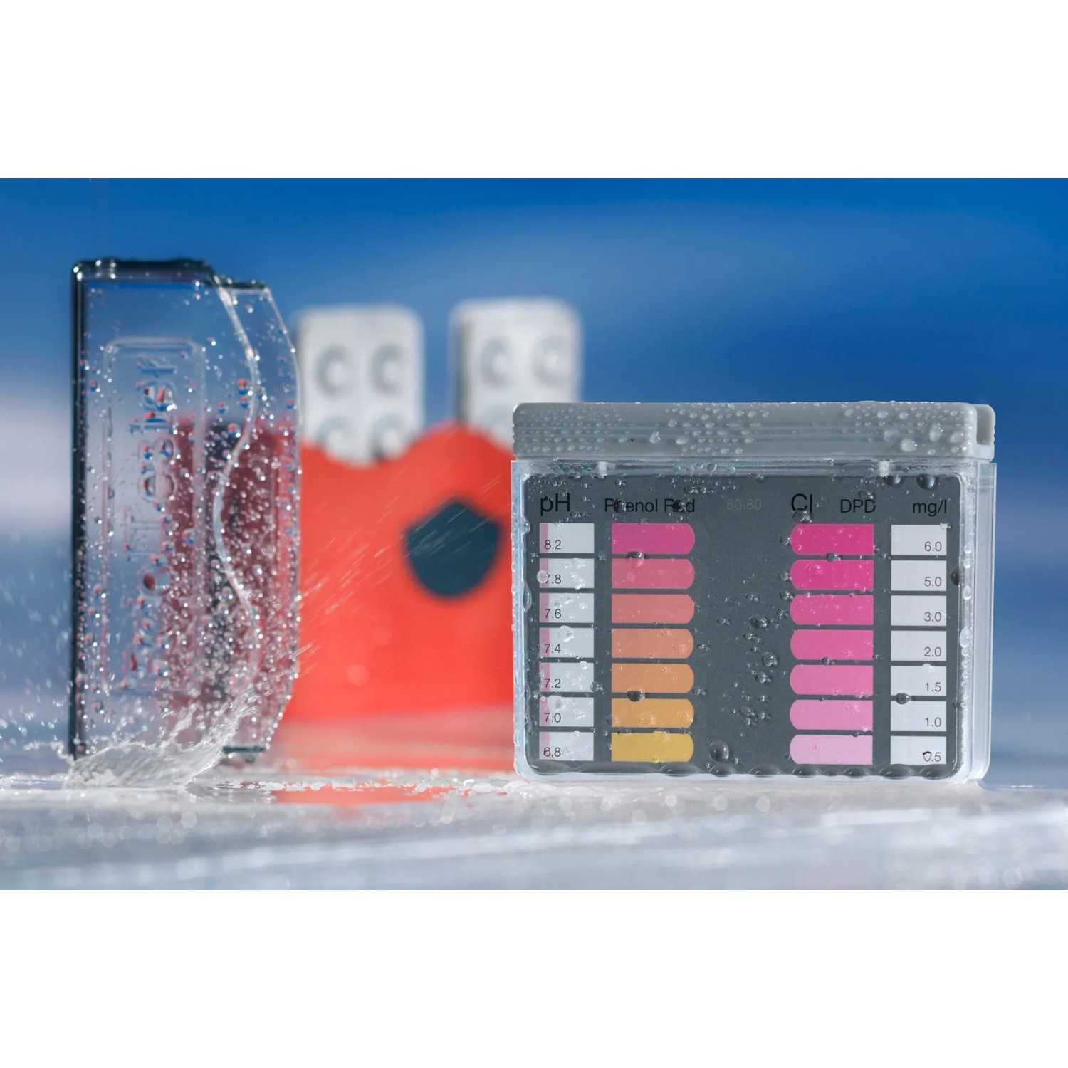 Summer Fun Pooltester: Wassertestgerät mit Chlormethode und Nachfülltabletten (2x30 Stück) zur Chlor/pH-Wert Messung.