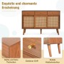 Merax Sideboard 120x40x78 cm Nussbaum Rattan 3 Schubladen 3 Schiebetüren_7