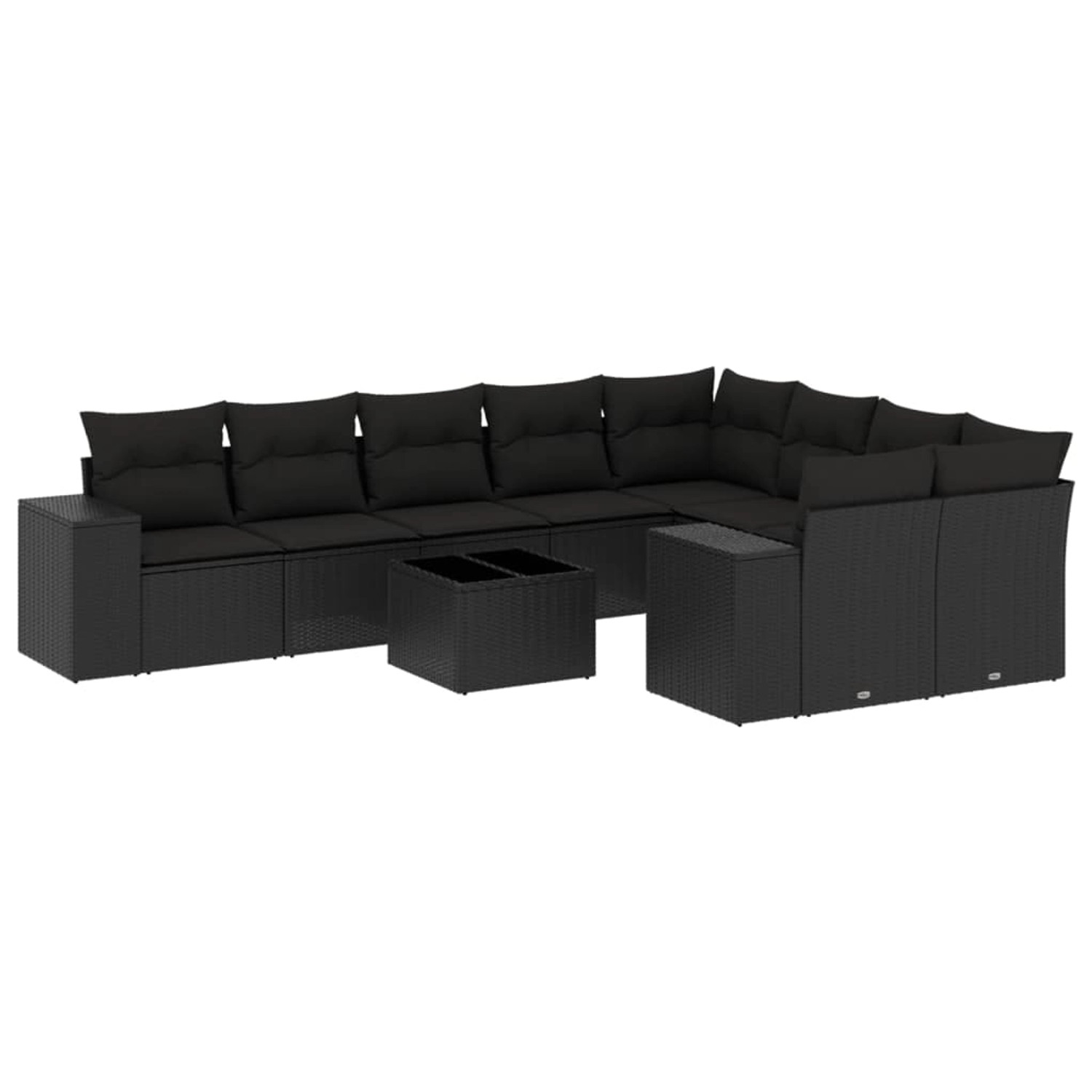 vidaXL 10-Tlg Garten-Sofagarnitur mit Kissen Schwarz Poly Rattan 3255382 günstig online kaufen