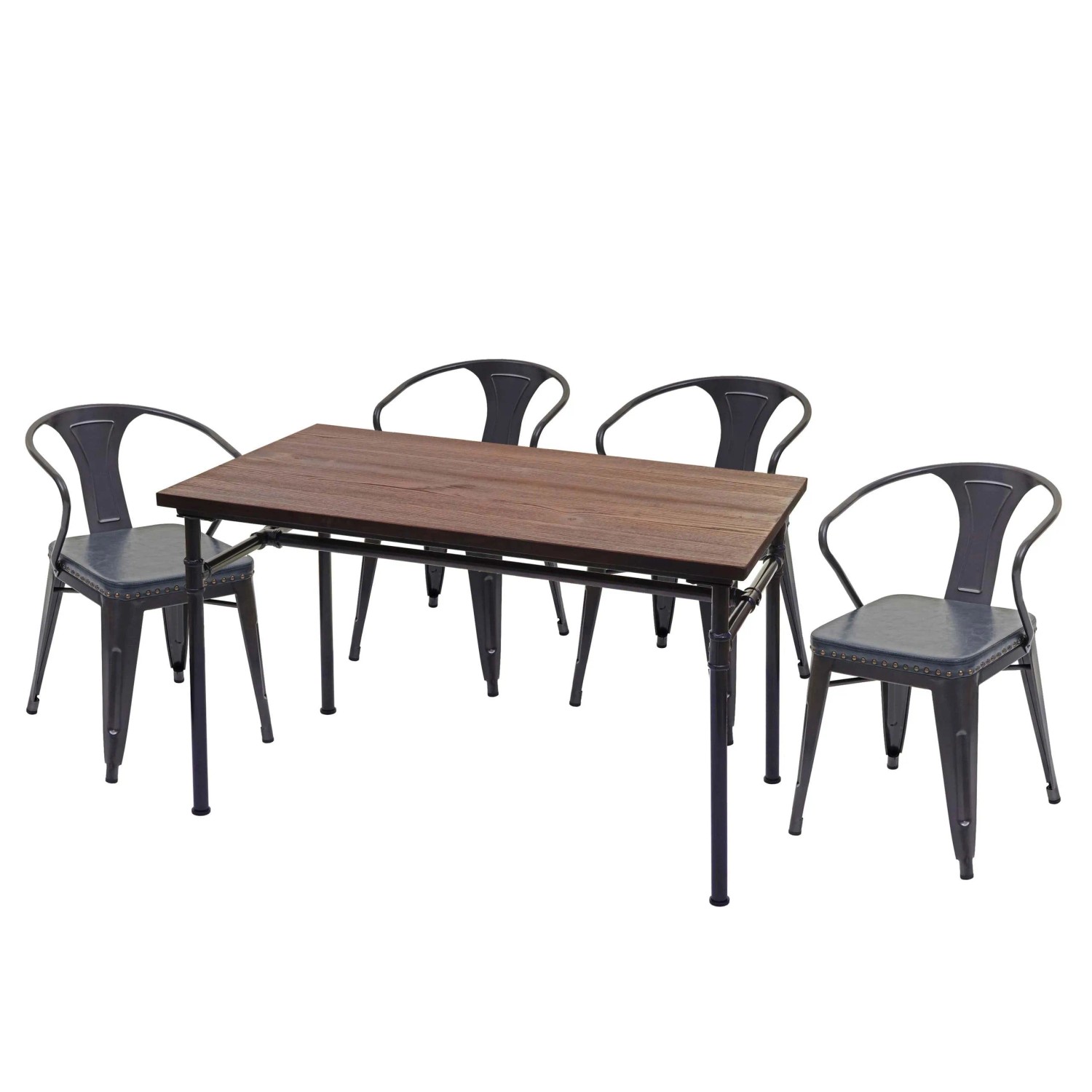 MCW Esszimmer-Set H10 5-teilig 4x Esszimmerstuhl Esszimmertisch Grau