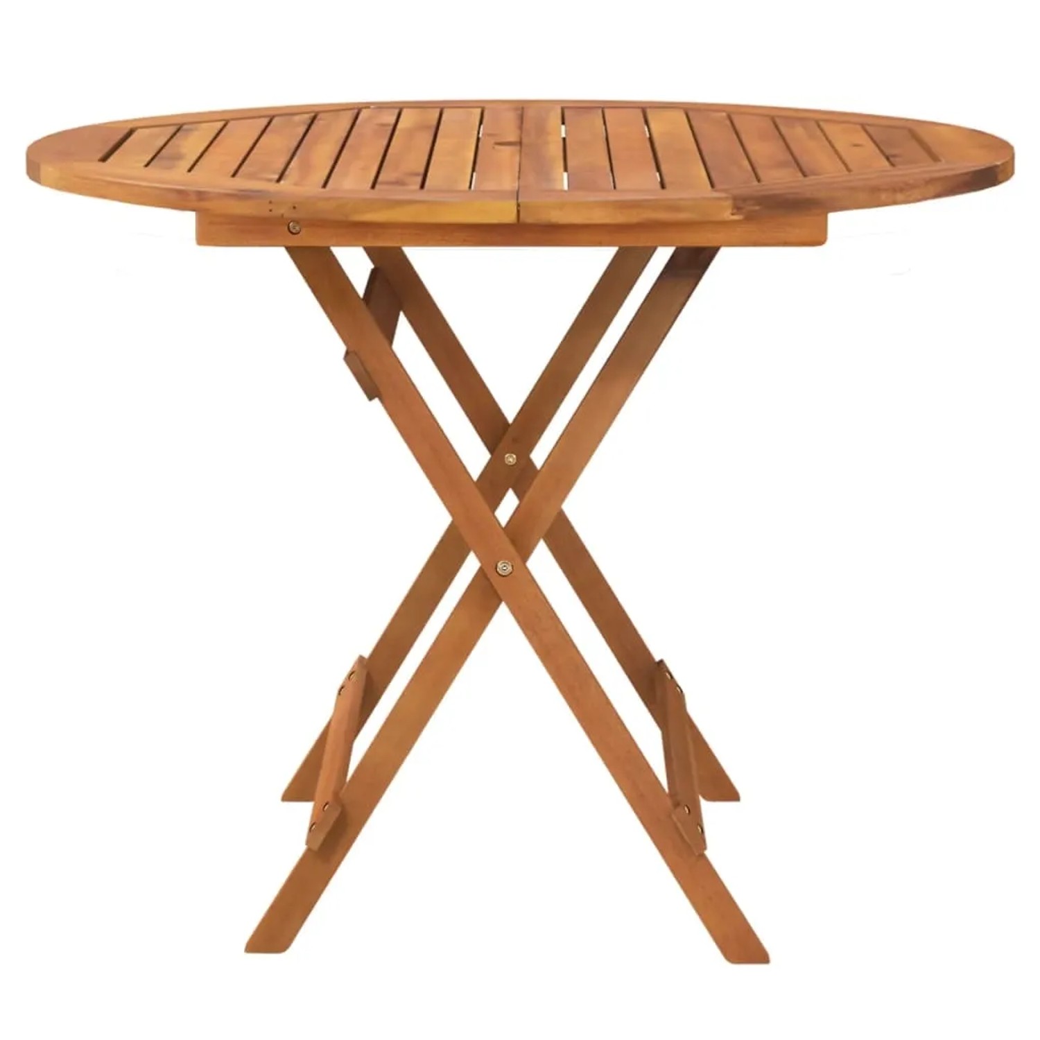 Klappbarer Gartentisch aus Akazienholz, Ø 90 cm, ideal für den Garten.