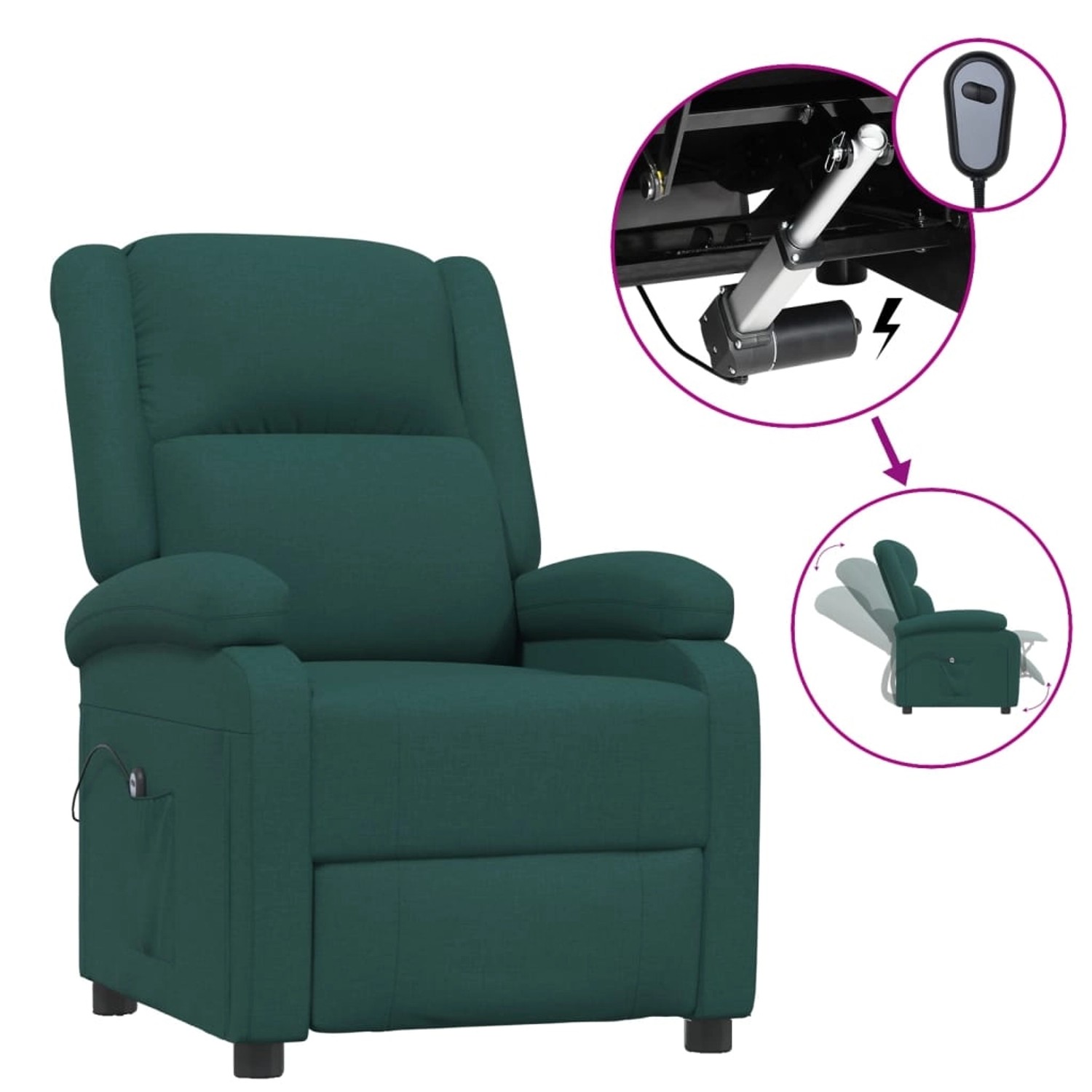 vidaXL Relaxsessel Elektrisch Dunkelgrün Stoff 3098358 günstig online kaufen