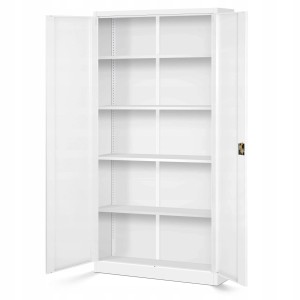 Jan Nowak Metallschrank Aktenschrank 90x185x40 cm mit Zylinderschloss und 4 Fachböden Weiß