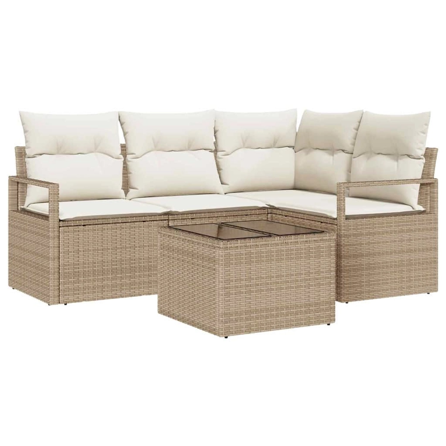 vidaXL Garten-Sofa-Set 5-Tlg Beige Poly Rattan 3346371 günstig online kaufen