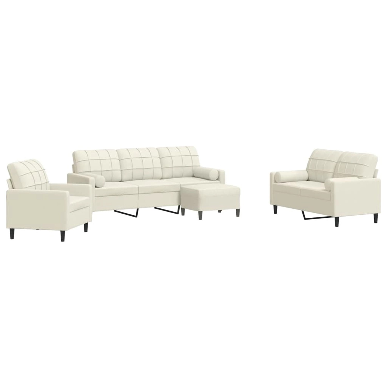 vidaXL 4-Tlg Sofagarnitur mit Kissen und Nackenrollen Creme Samt 3278389 günstig online kaufen