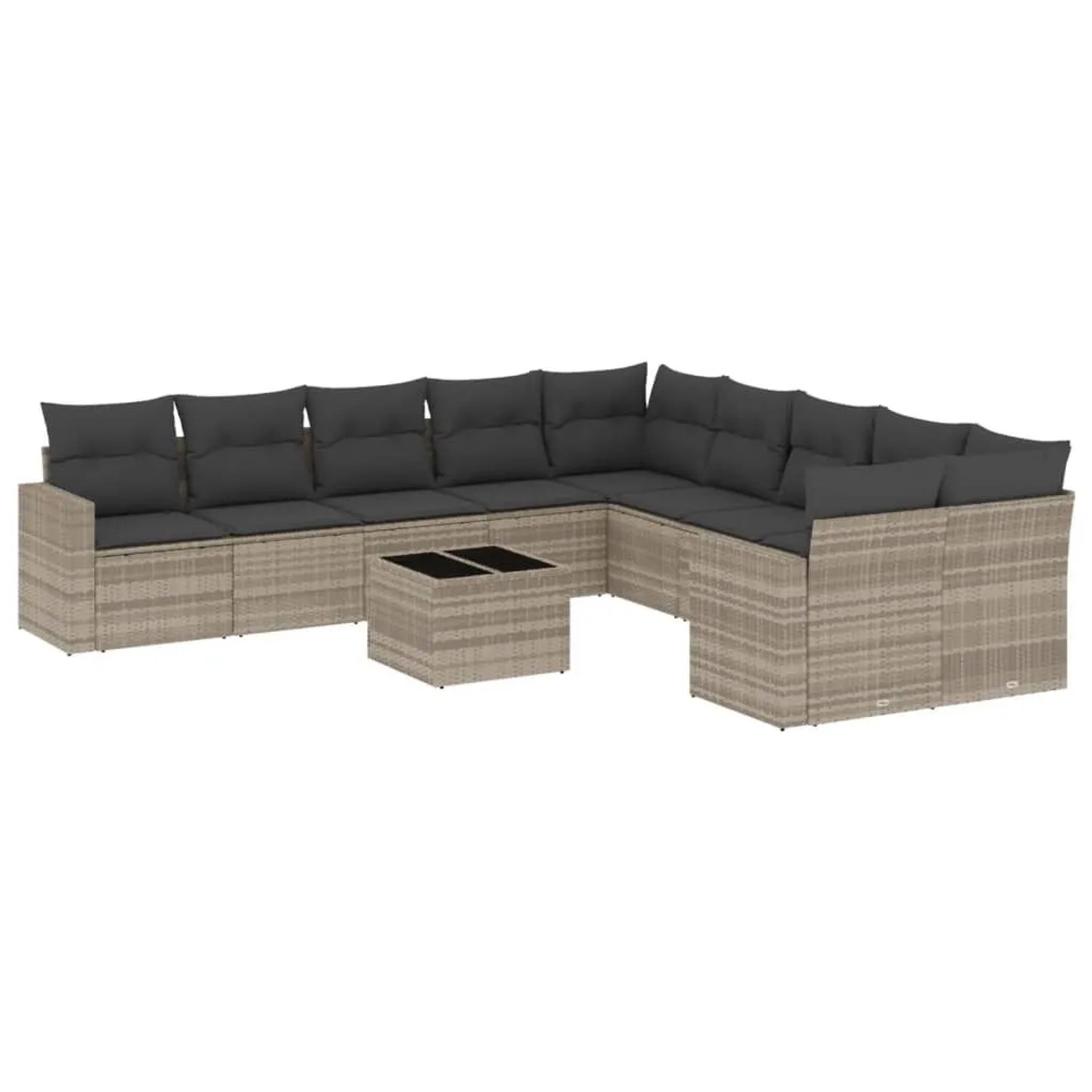 vidaXL 11-Tlg Garten-Sofagarnitur mit Kissen Hellgrau Poly Rattan 3251859 günstig online kaufen