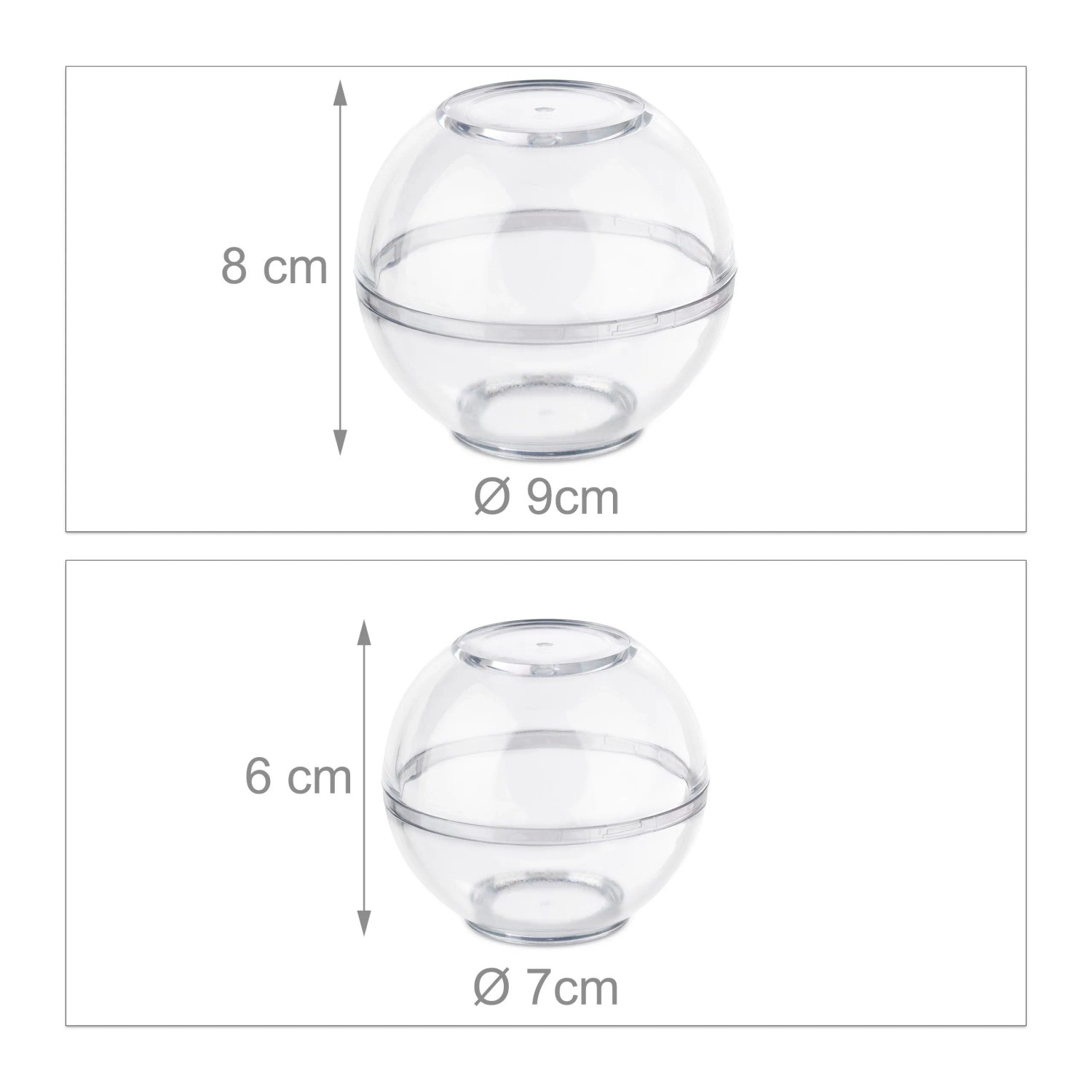Relaxdays Zwiebeldosen 2er Set Kunststoff Transparent Geruchsdicht Stapelbar 6 cm x ø 7 cm 0,05 kg 8 cm x ø 9 cm 0,09 kg_4