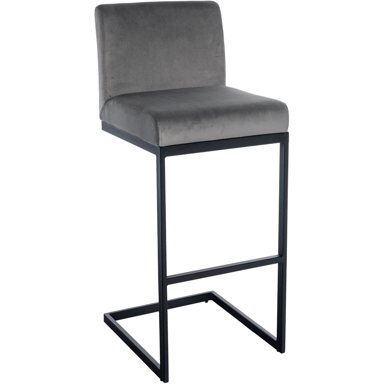 DELUKE Barhocker GANOR Samt Grau 43x53x104cm Barstuhl Mit Lehne Tresenhocker Tresenstuhl