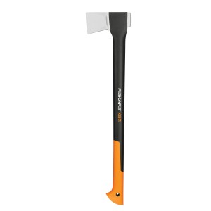 Fiskars Spaltaxt X21 L, 70,5 cm, mit schwarzem Griff und orangefarbenem Ende zum Holzspalten.