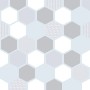 d-c-fix statische Klebefolie Wido, 45x150cm, mit grau-weißen Hexagon-Muster für Sichtschutz und Dekoration.