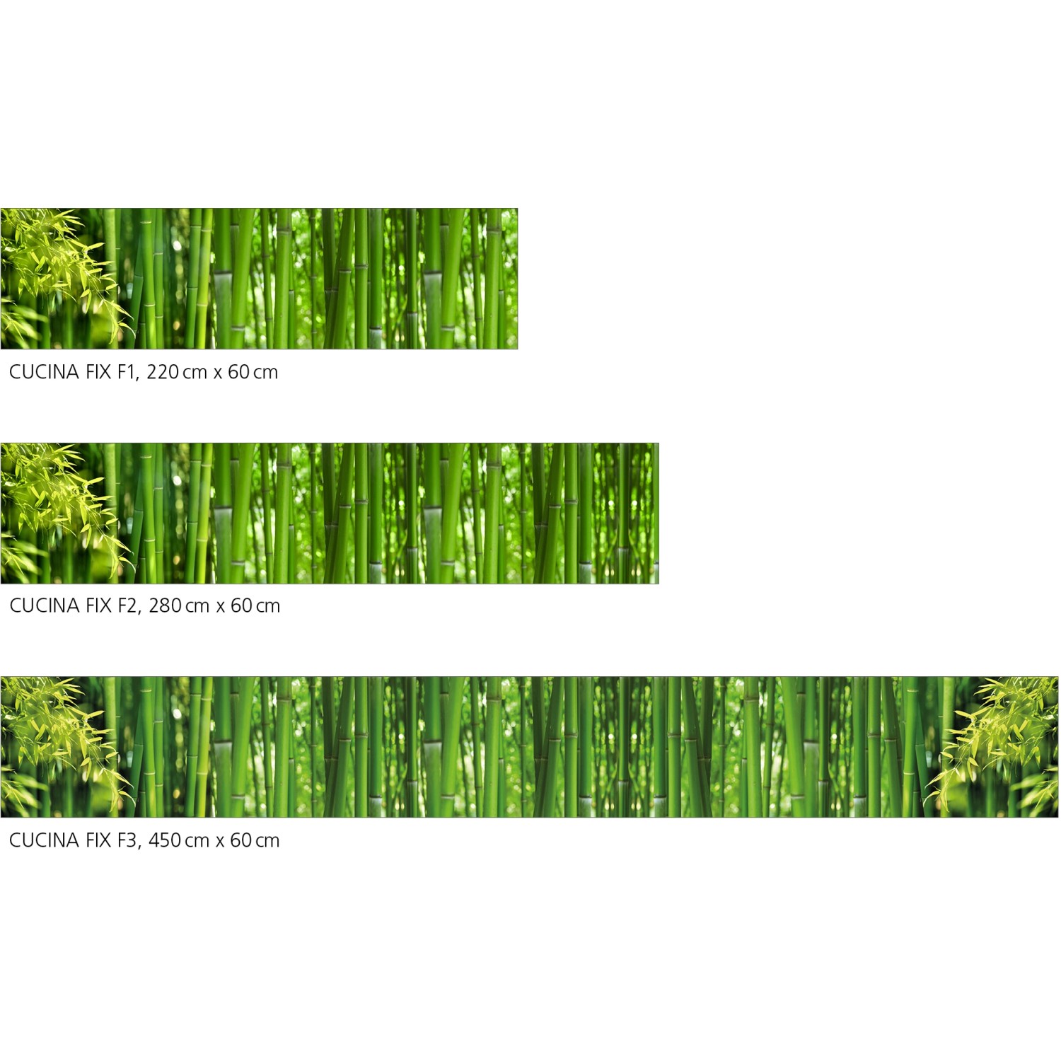 Myspotti Küchenrückwandfolie Bambus in drei Größen als Fliesenersatz oder Spritzschutz.