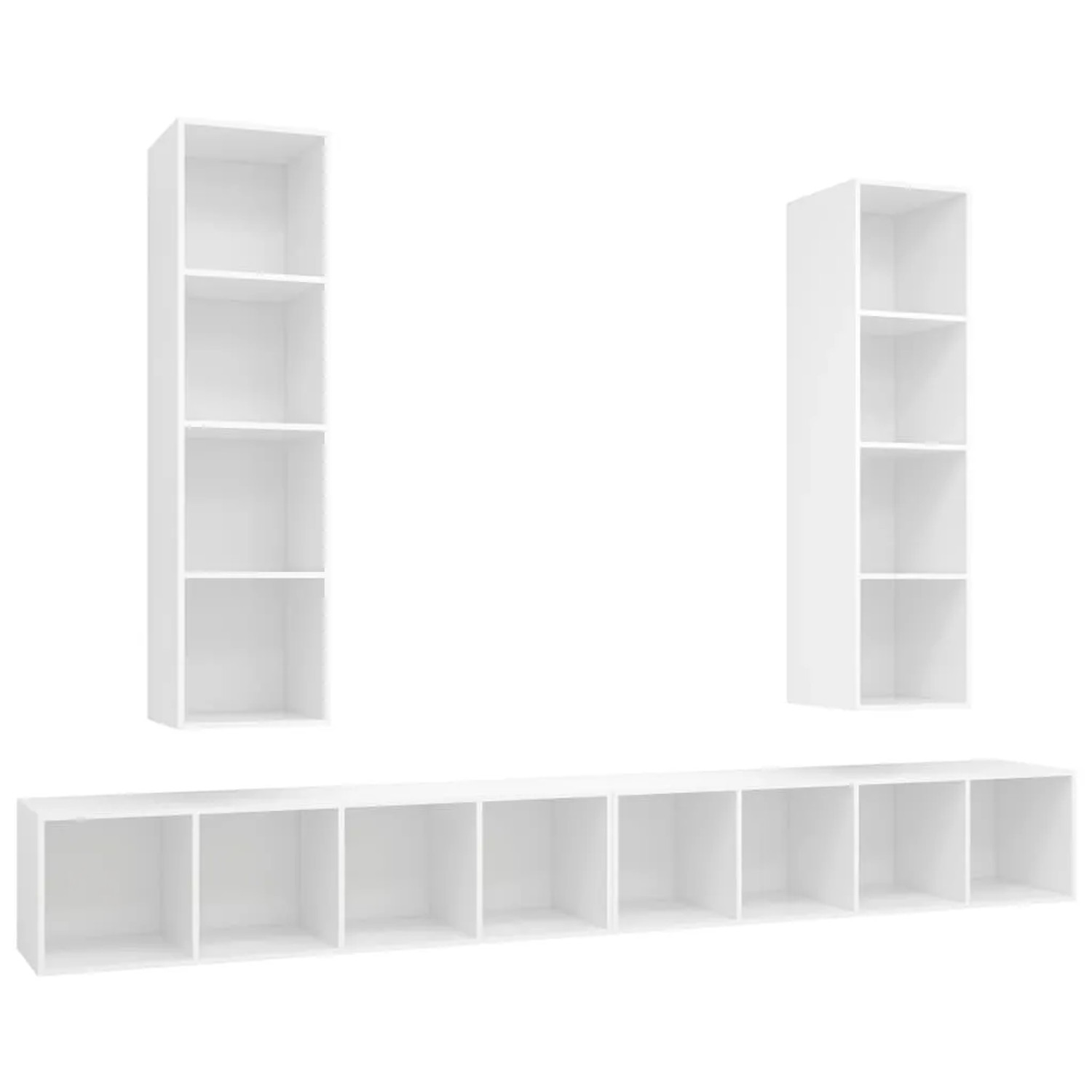 vidaXL TV-Wandschränke 4 Stk Weiß Holzwerkstoff 3079889