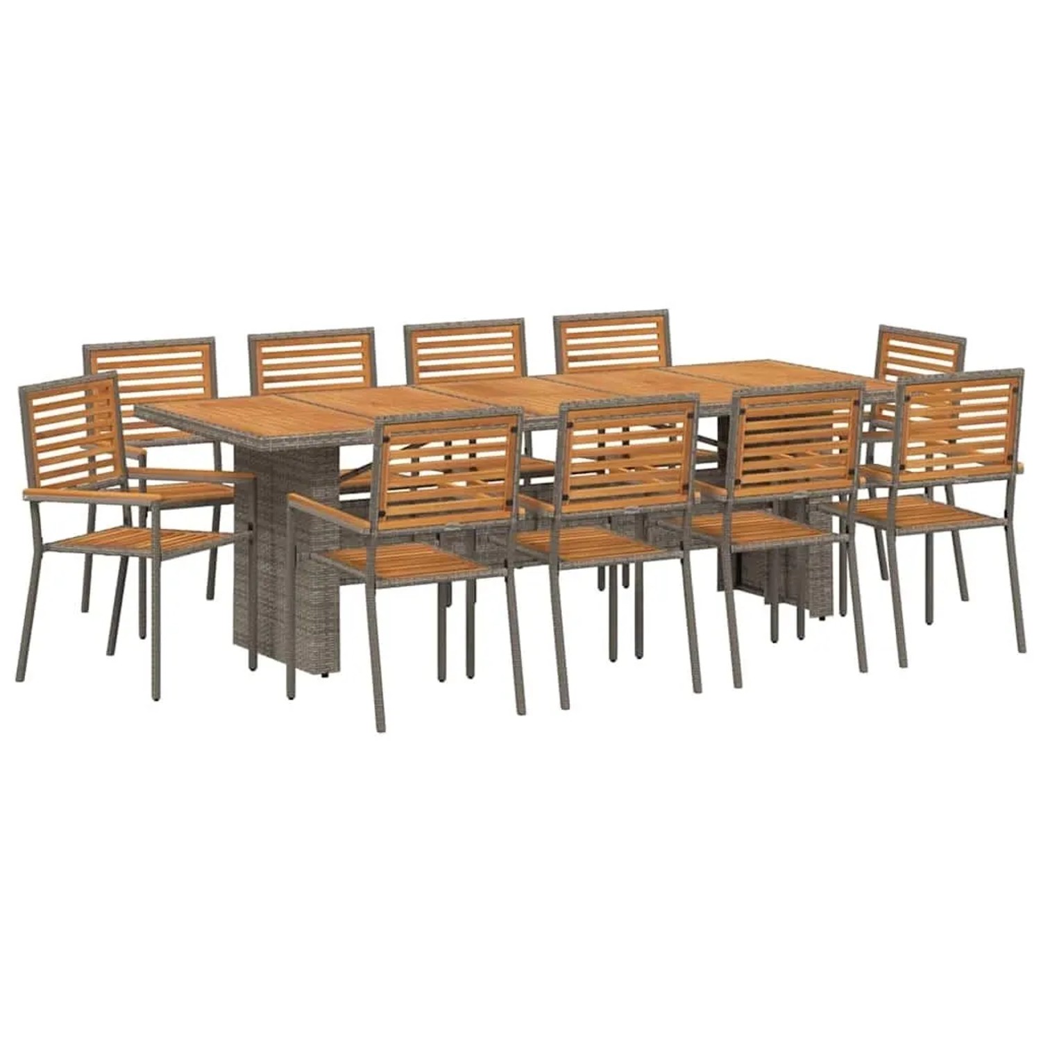 vidaXL Garten Essgruppe 11 Stk Grau und Braun Poly-Rattan 3365449