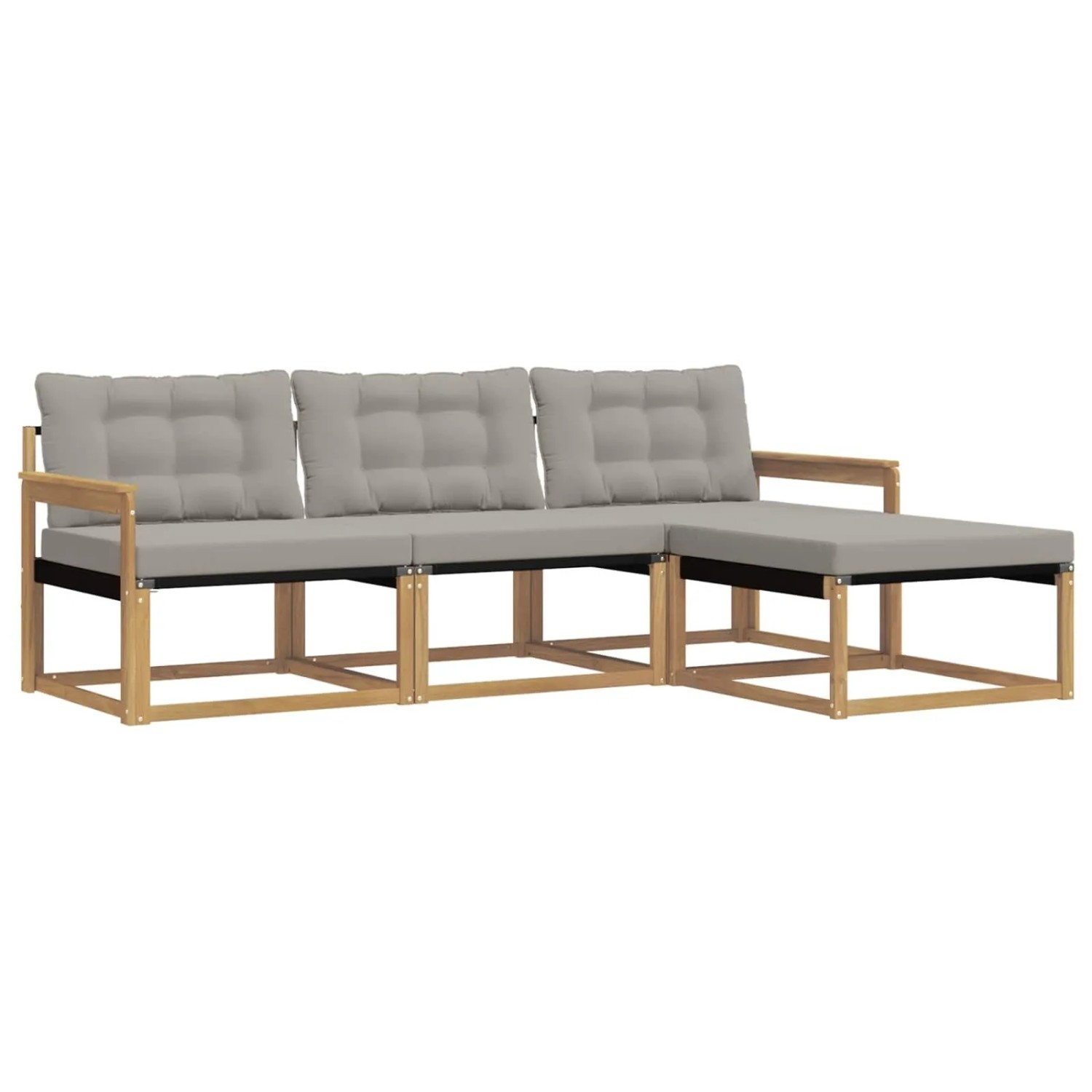 vidaXL Outdoor-Sofagarnitur mit Kissen 4 Stk Weiß und Hellgrau 3388557