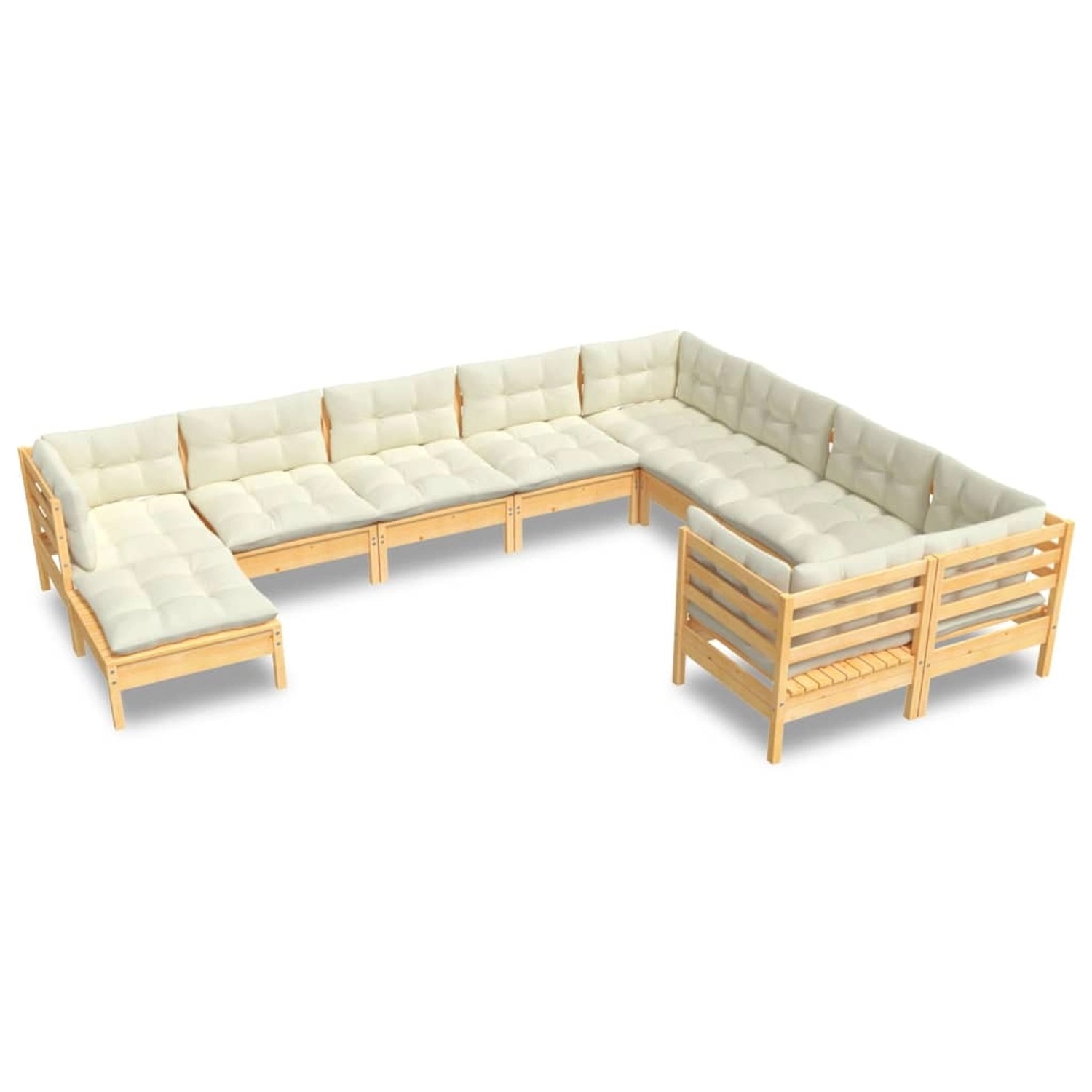 vidaXL 10-tlg Garten-Lounge-Set mit Creme Kissen Kiefernholz Modell 4 günstig online kaufen