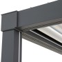 Detailansicht der anthrazitfarbenen Sunjoy Multi-Pergola Matterhorn (306x406 cm) mit Lamellendach.