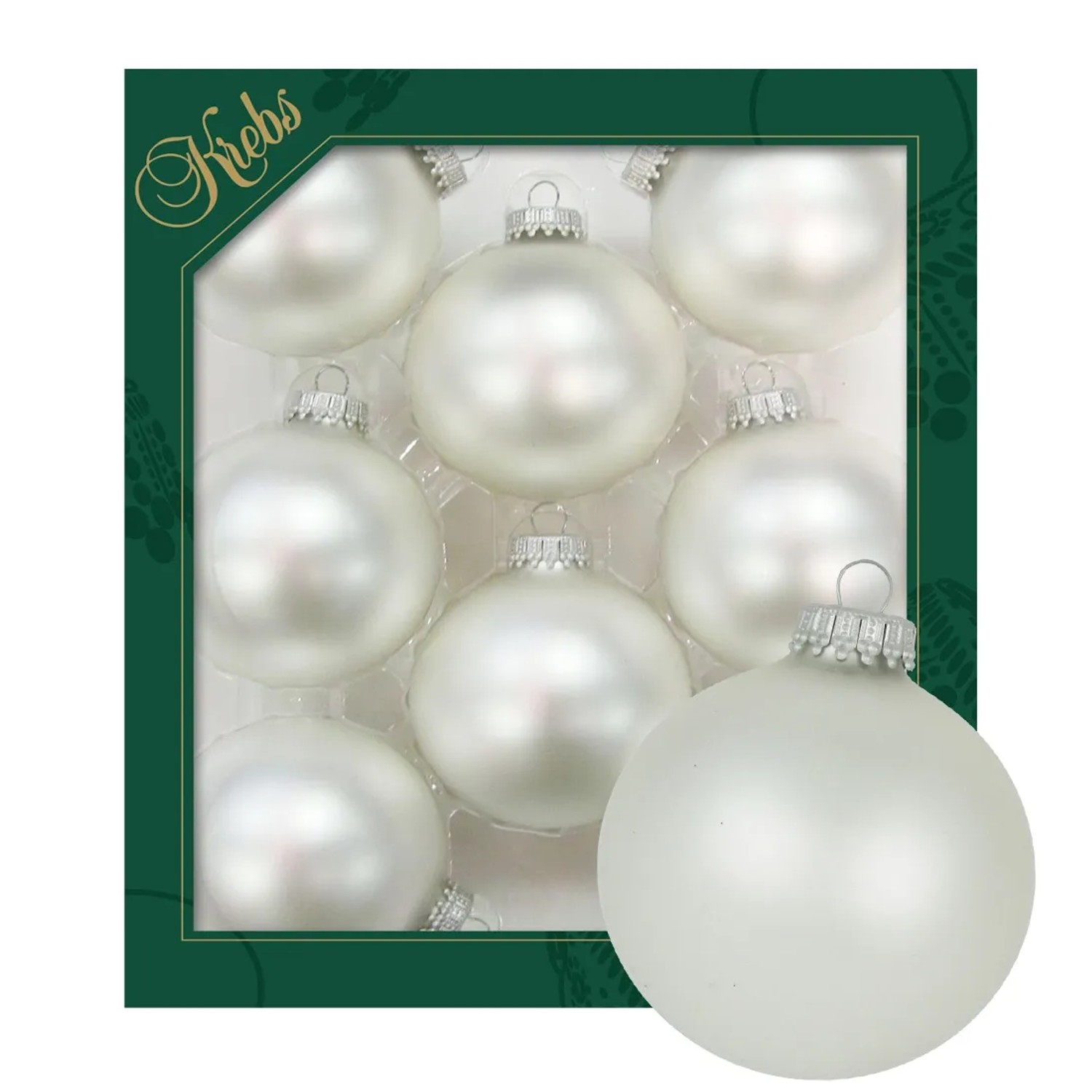 Krebs Glas Lauscha Weihnachtskugeln Silber Matt Uni 8er-Set 7cm