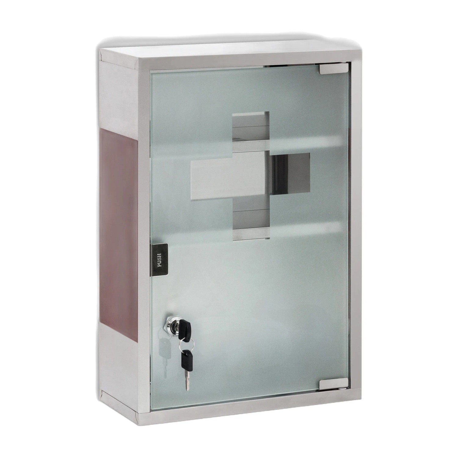Relaxdays Medizinschrank EMERGENCY XL Edelstahl Abschließbar 45 cm x 30 cm x 12 cm 2,8 kg