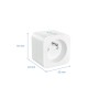 Weiße Philips Smart Steckdose Typ E mit Matter-Unterstützung und WiZ-Logo, Maße 55x44x55 mm für Smart Home.