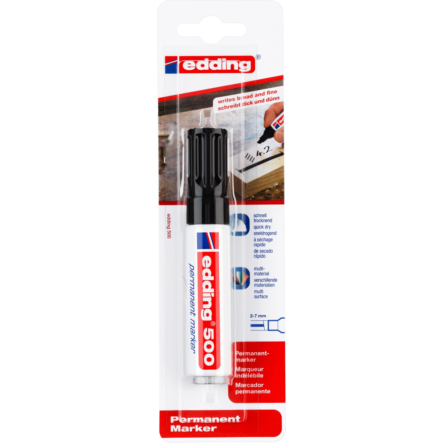 Edding 500 Permanent Marker Schwarz 2 mm - 7 mm