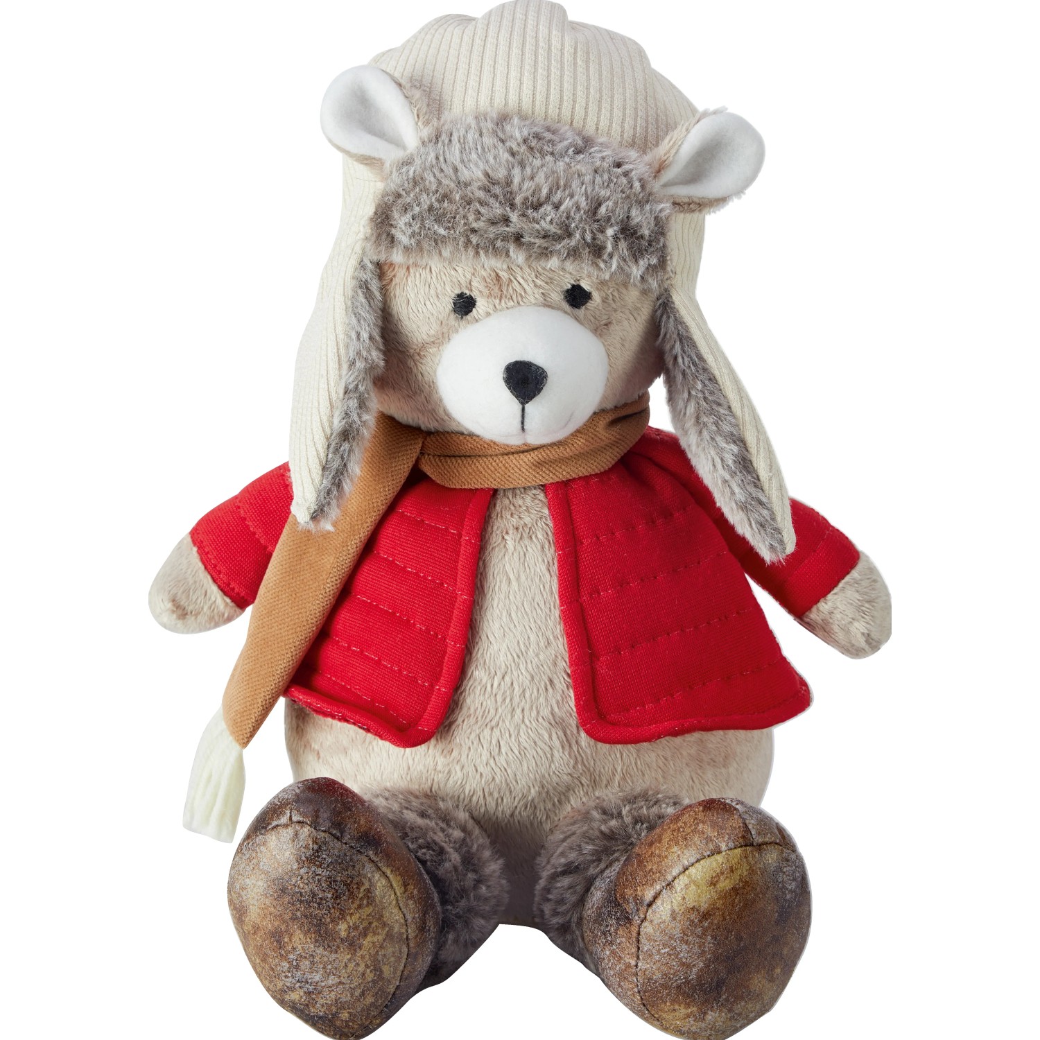 Stoffbär 30 cm Beige-Rot