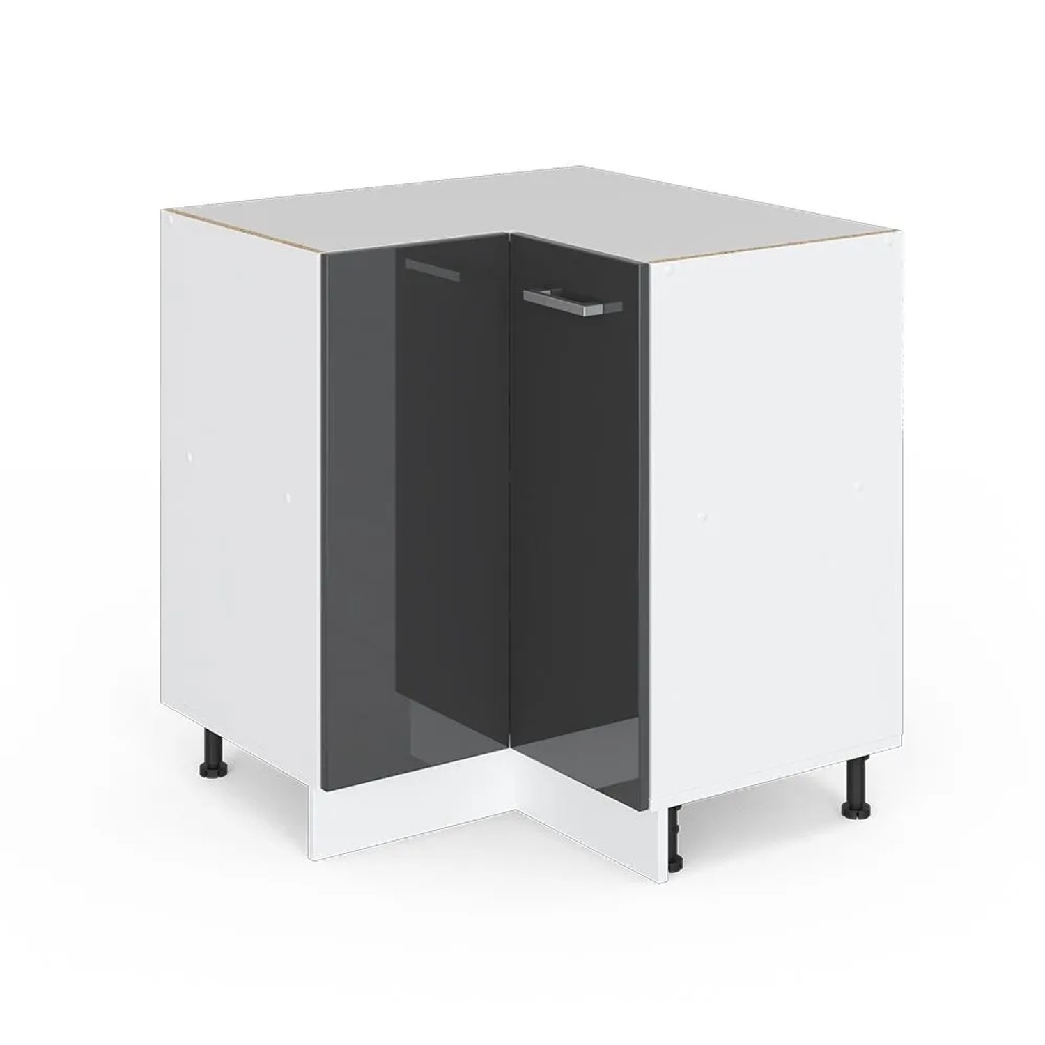 Vicco Eckunterschrank R-Line Anthrazit Hochglanz Weiß 76 cm ohne Arbeitsplatte
