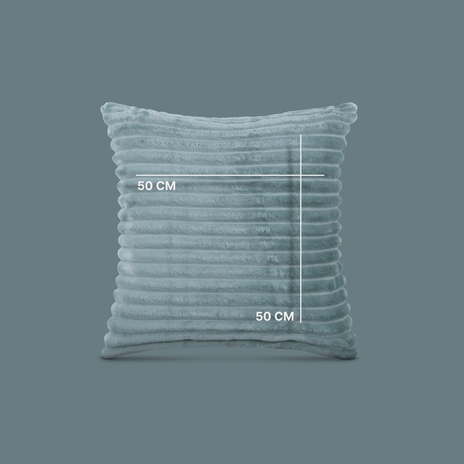 Graugrünes Sofakissen im Cord-Look, 50x50 cm, 2er-Pack. Dekokissen für Wohnzimmer und Garten.