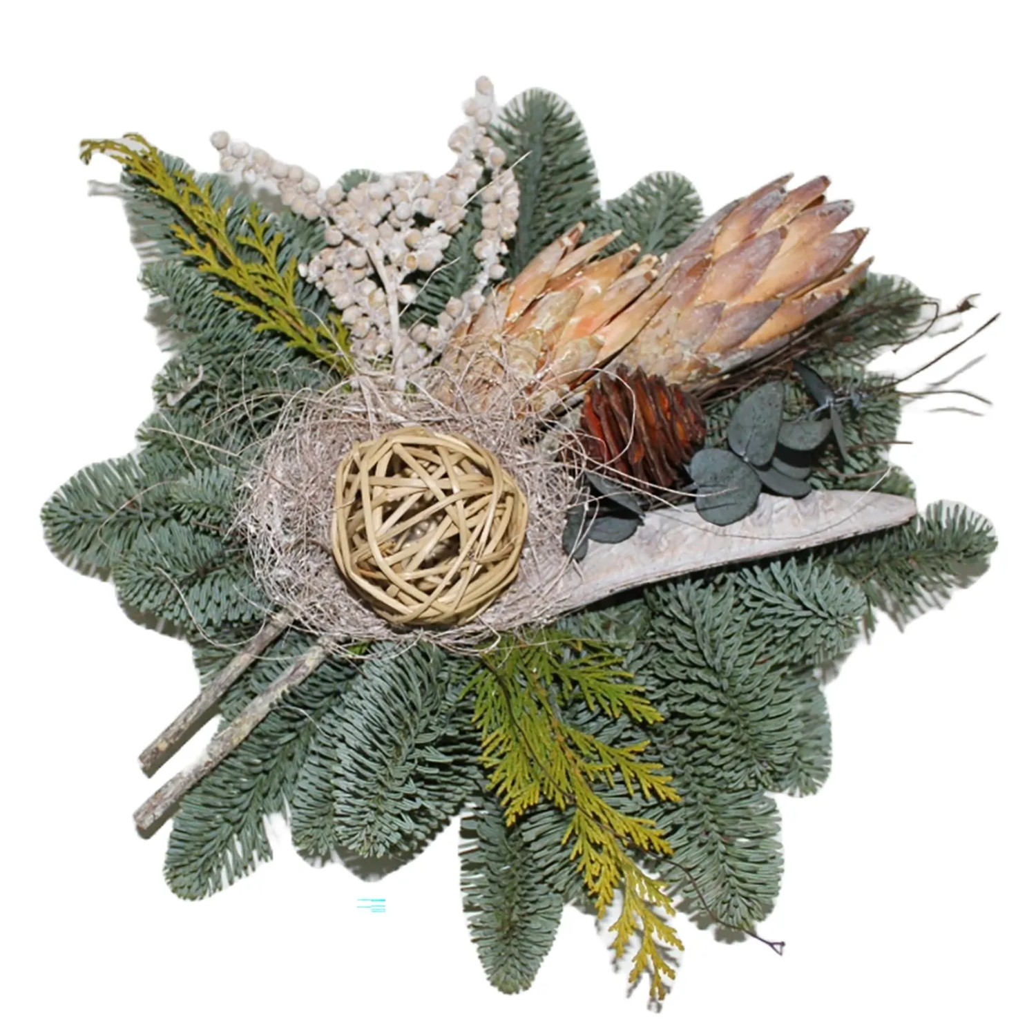 Grabbouquet auf Holzscheibe 30 cm Natur