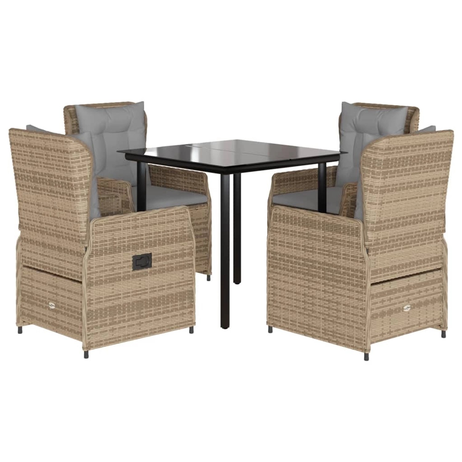 vidaXL 5-Tlg Garten-Essgruppe mit Kissen Beige Poly Rattan 3262876 günstig online kaufen