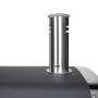 Buschbeck Pizzaofen X1 Detail: Edelstahl-Abzug auf anthrazitfarbener Oberfläche. Holzkohlegrill Zubehör.